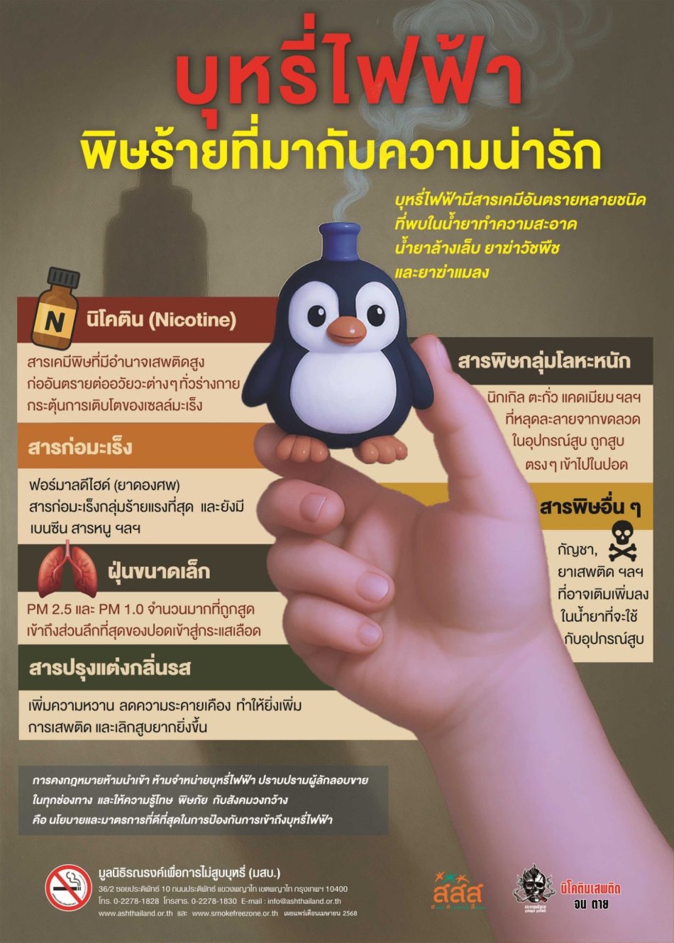 ประชาสัมพันธ์ 31 พฤษภาคม วันงดสูบบุหรี่โลก ประจำปี 2569 “หยุดยั้งเยาวชนจากยาเสพติด #นิโคตินเสพติดจนตาย”